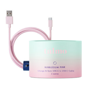 Android USB-A to USB-C Cable in Bubblegum Pink - 2 metres
